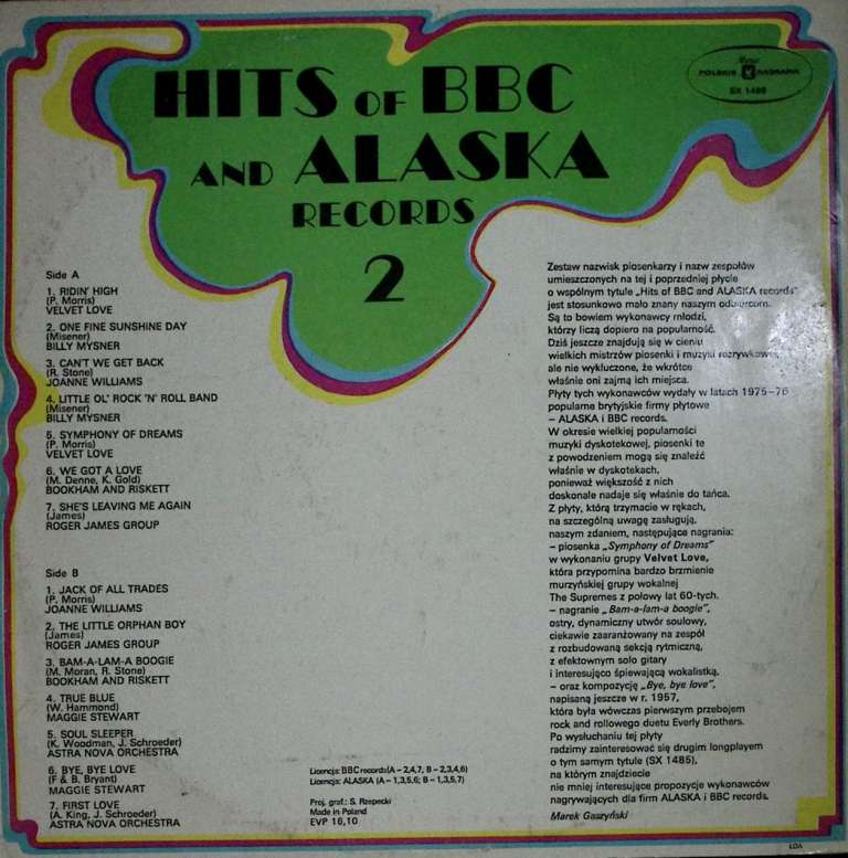 Пластинка виниловая &quot;. Hits of BBC and Alaska records (2)&quot; Muza 300 мм. Excellent